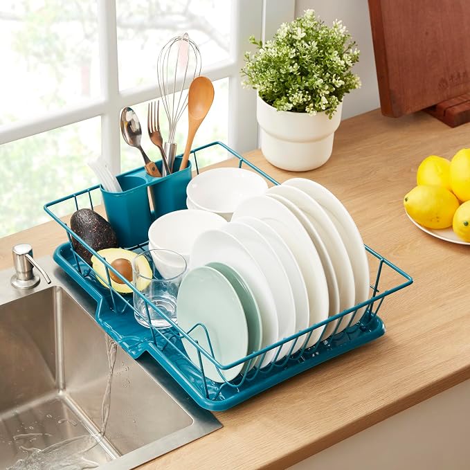 Space-Saving 3-Piece Dish Drainer Rack Set Efficient Kitchen Organizer by SweetHomeCollection