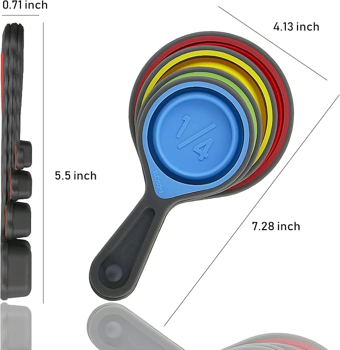 Collapsible Silicone Soft Measuring Cups and Measuring Spoons, 8 pieces - Image 4