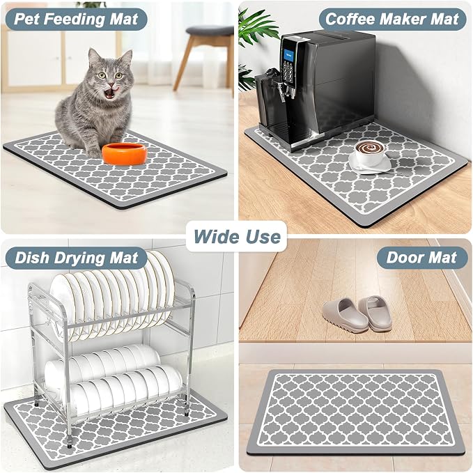 Rnivvi Coffee Mat, Hide Stain Rubber Backed Absorbent Dish Drying Pad - Image 7