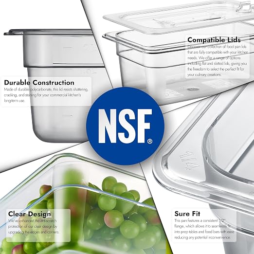 CURTA 6-Pack 1/4 Size 4" Deep NSF Polycarbonate Food Pans | Dishwasher & - Image 5