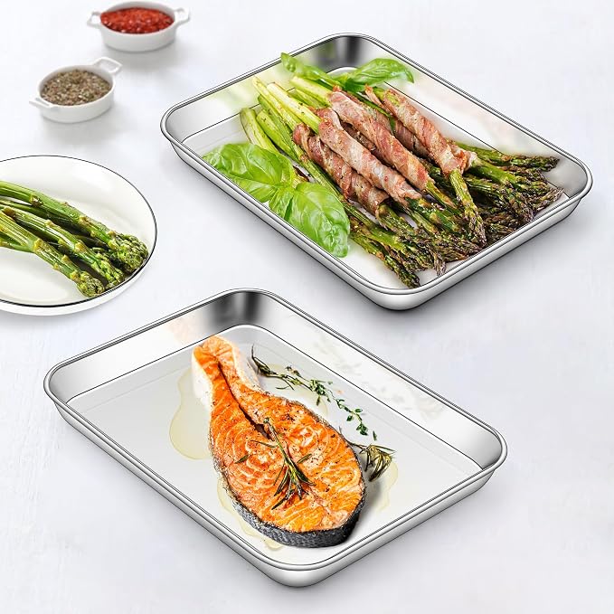Homikit 1 Pack Baking Sheet, 10 x 8 Inch Stainless Steel Cookie Tray Set - Image 6