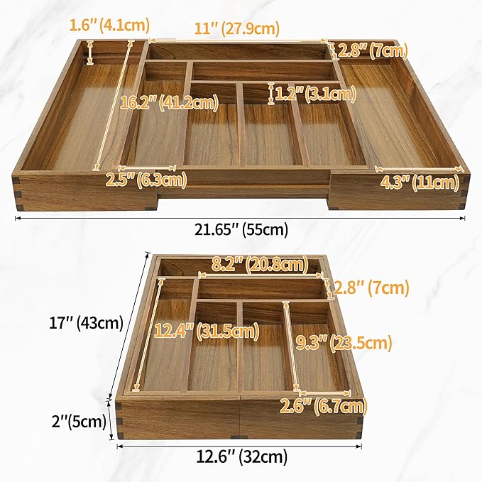 Luxury Acacia Kitchen Drawer Organizer - Image 5