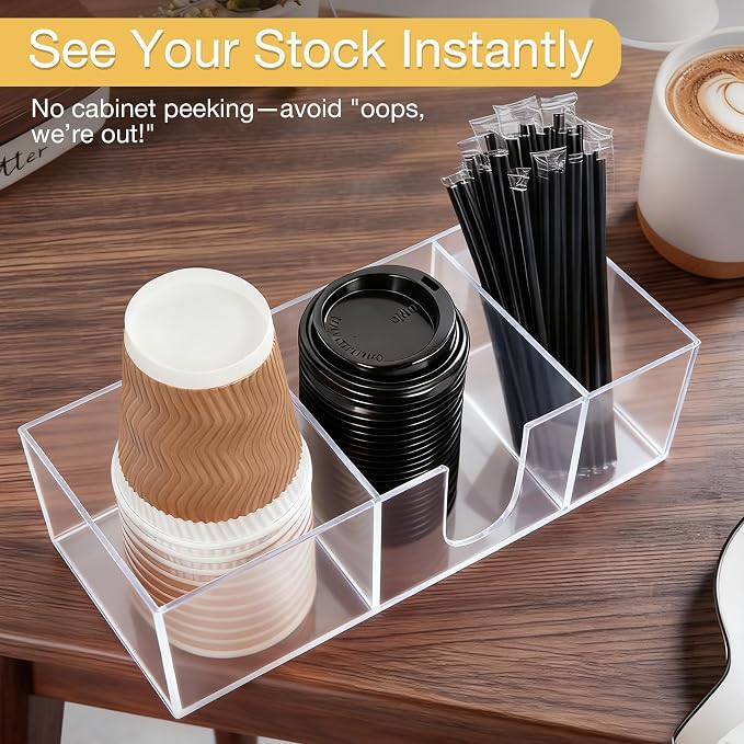 Acrylic Cup Holder for Countertop, 3 Slots Acrylic Coffee Bar Accessories and - Image 5