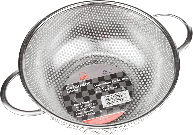 Chef Craft Select Microperforated Colander, 1.5 quart, Stainless Steel - Image 2