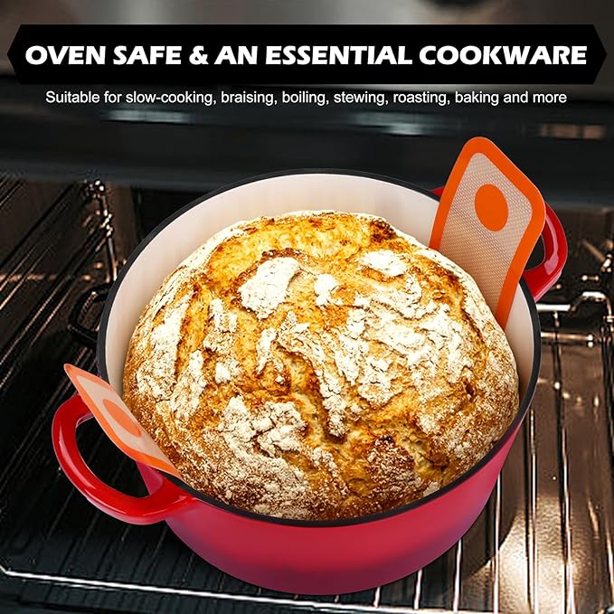 TeamFar 5Qt Dutch Oven, Enameled Cast Iron Dutch Oven - Image 6