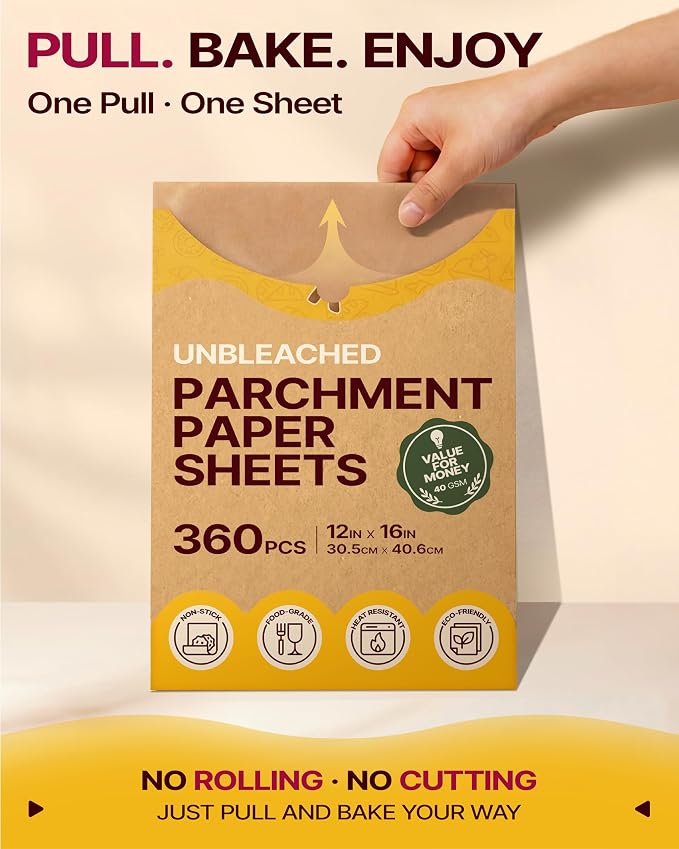 Katbite Parchment Paper Sheets 360 PCS, 12x16 Inches Precut Unbleached Baking - Image 8