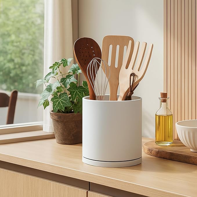 D'vine Dev 360° Rotating Utensil Holder Set – 7.2"+5" Kitchen Utensil Crocks - Image 2