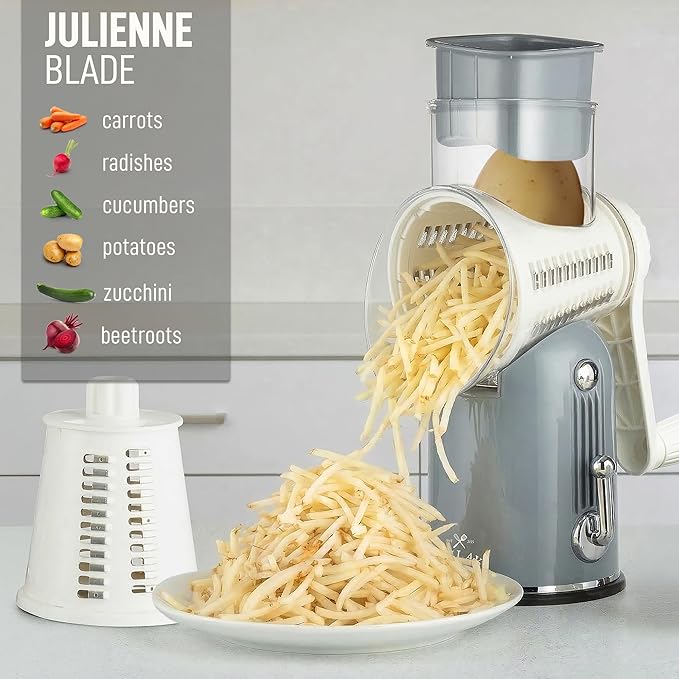 Zulay Kitchen Rotary Cheese Grater 5 Blade Cheese Shredder - Image 7