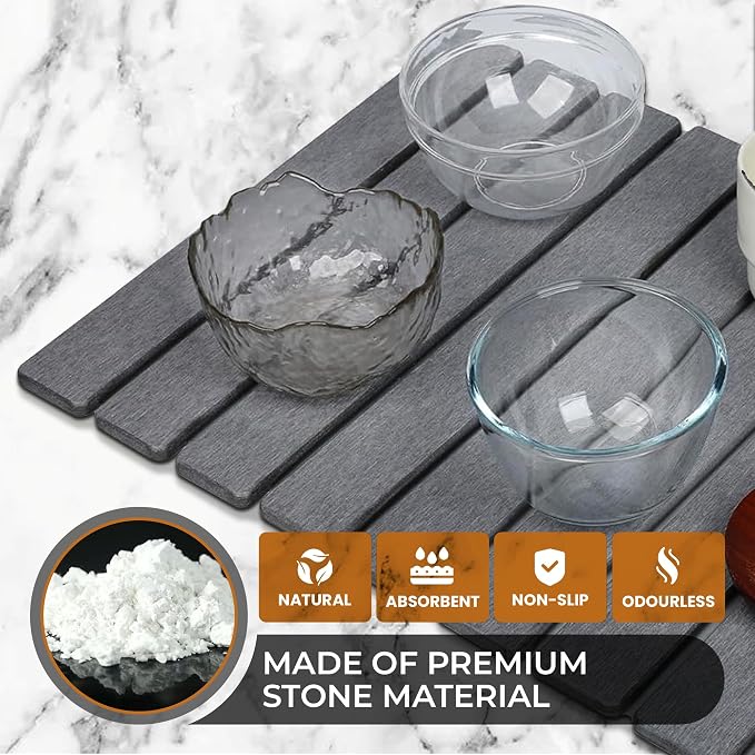 Large Stone Dish Drying Mat for Kitchen Counter, Instant Drying Pad, Super - Image 6