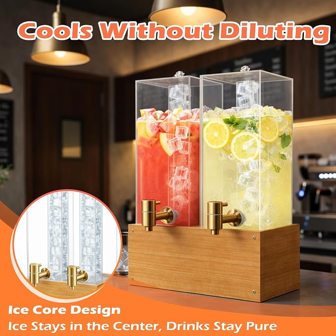 Beverage Dispenser with Stand, 4 Gallon Dual Drink Dispenser Stand, Large Drink - Image 2