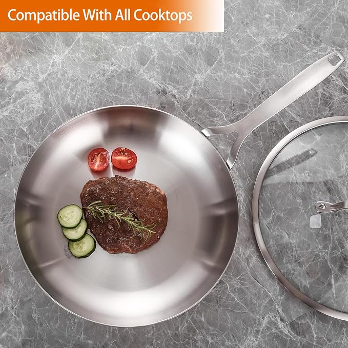 DELARLO Tri-ply Stainless Steel Frying Pan Set - Image 6