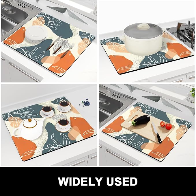 Rnivvi Dish Drying Mat for Kitchen Counter, 16 x 18" Cute Boho Theme Absorbent - Image 7