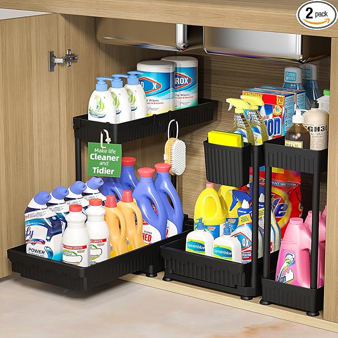Sevenblue 3 Pack Multi-Purpose Pull-Out Storage Organizers, 2-Tier L-Shaped by Sevenblue