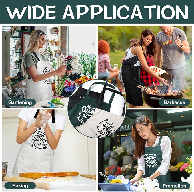 Jeyiour 3 Pack Funny Cooking Aprons Women Oil-proof Kitchen Aprons - Image 6