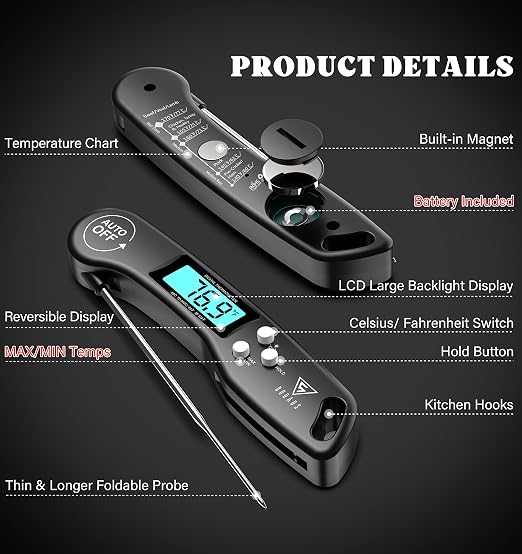 DOQAUS Digital Meat Thermometer, Instant Read Food Thermometer - Image 9