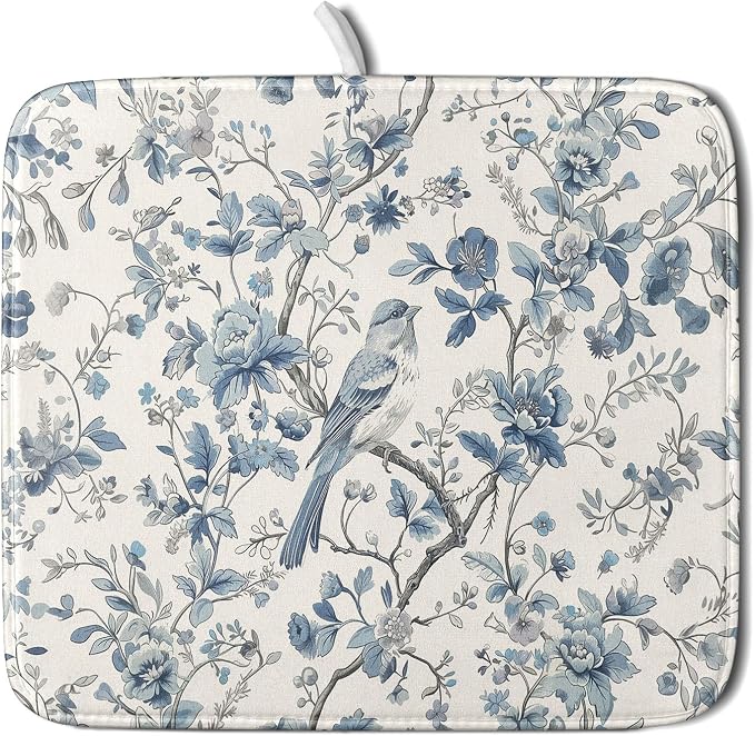 Chinoiserie Trees Dish Drying Mat by Anyako