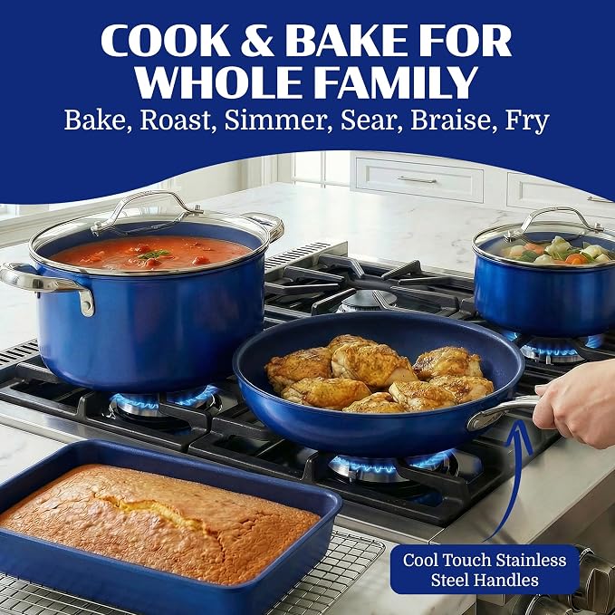 Granitestone Ceraluxe 20 Pc Ceramic Cookware Set Nonstick, Complete Pots and - Image 8