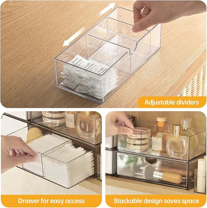 PAVSTINE Medicine Cabinet Organizer 3 Pack, Plastic Stackable Storage - Image 3