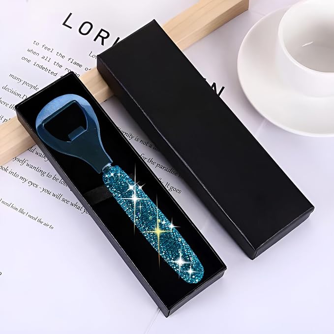Handcrafted Blue Crystal Bling Beer Opener – Sparkle Diamond Bottle Openers - Image 2