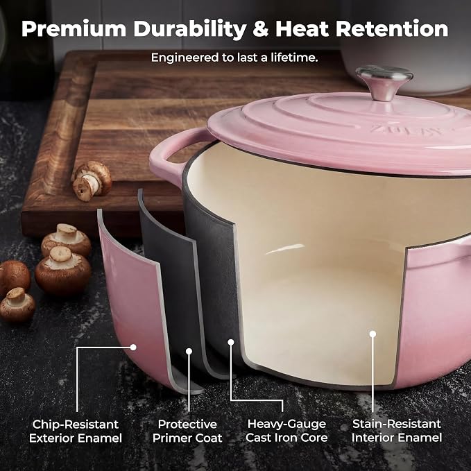 Zulay Kitchen 7.7 Quart Enameled Cast Iron Dutch Oven Pot - Image 5