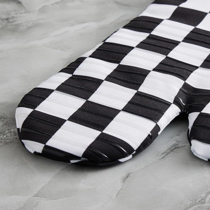 Ohocut Black and White Checkered Oven Mitts Heat Resistant, Vintage Retro - Image 5