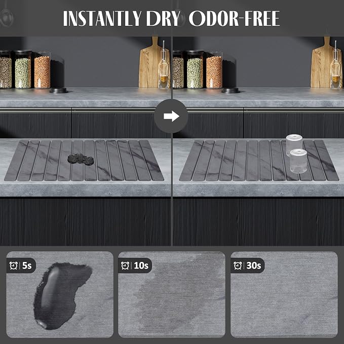 2 PCS Extra Large Stone Dish Drying Mat - Image 2
