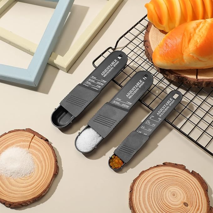 6 Pcs Adjustable Measuring Spoon Plastic Tablespoon and Teaspoon Set Baking - Image 7