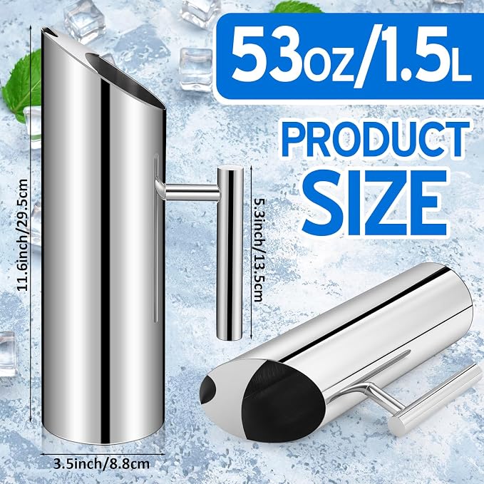 Funnymoom 6 Pack 53oz/1.5l Stainless Steel Water Pitcher Modern Metal Pitcher - Image 2