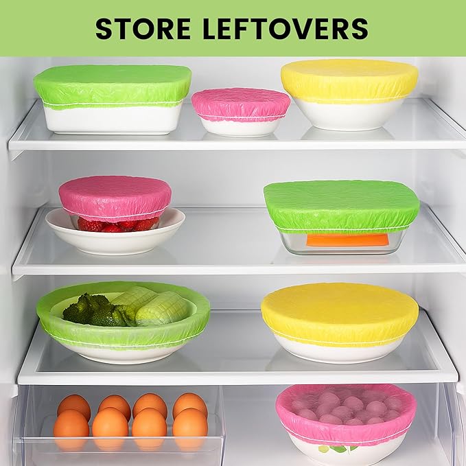HANSGO 120PCS Reusable Bowl Covers – Elastic Plastic Food Storage Wraps - Image 5