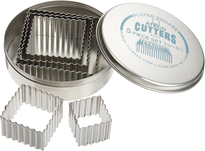 Ateco 5 pc Fluted Square Cutter Set by Ateco