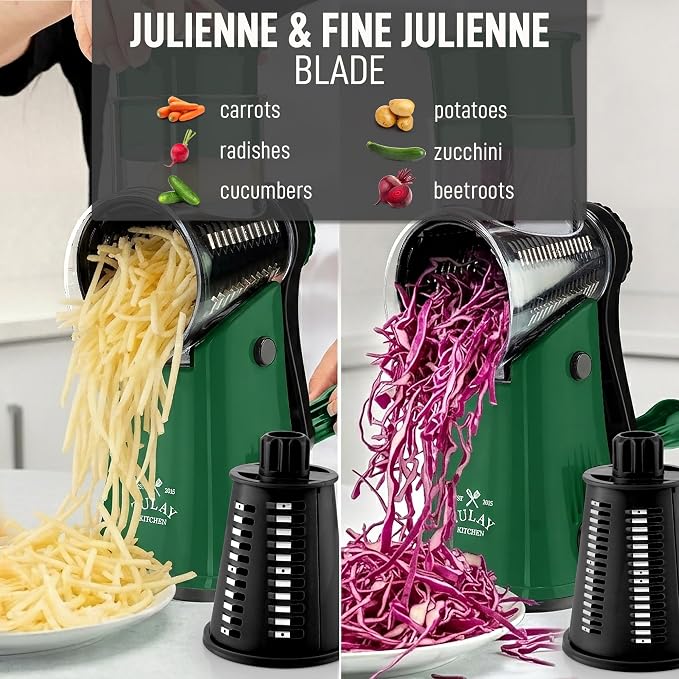 Zulay Kitchen Rotary Cheese Grater 5 Blade Cheese Shredder - Image 6