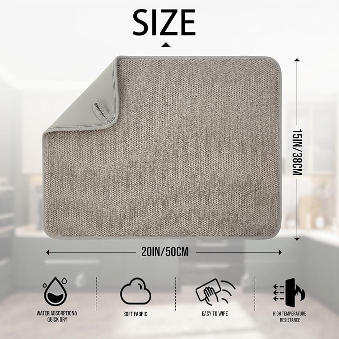 2 Pack Microfiber Dish Drying Mat - Image 2