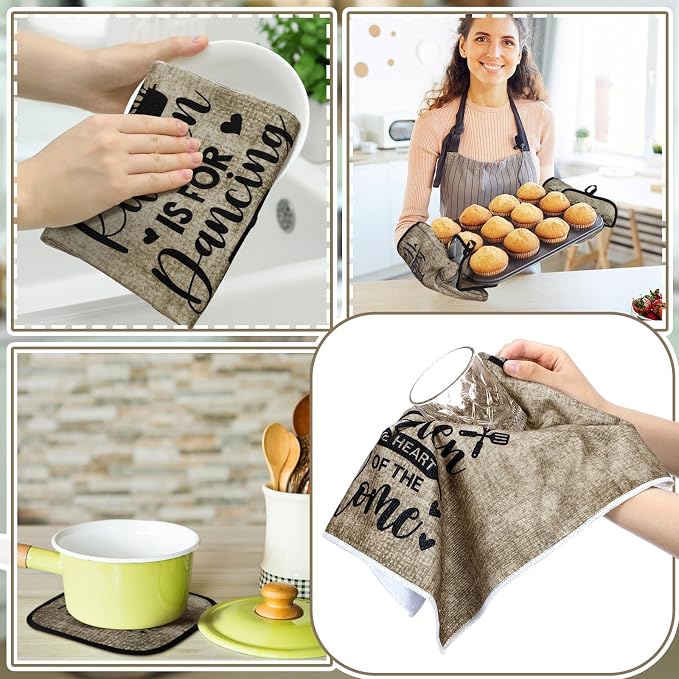 Fourluoo 10 Pcs Farmhouse Kitchen Decor and Accessories Set 4 Kitchen Towels 2 - Image 6
