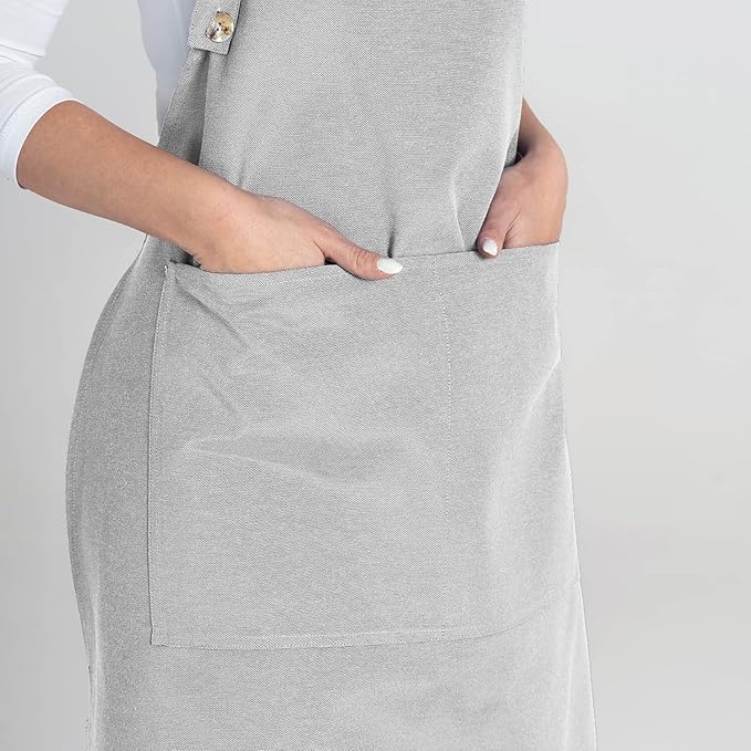 TOSHE Kitchen Apron Waterdrop Resistant Cotton Apron - Image 9