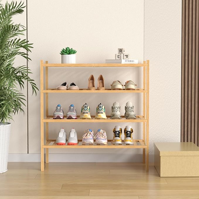 ROMGUAR CRAFT 4 Tier Bamboo Shoe Rack - Image 2