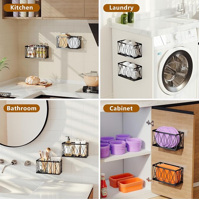 4 Pack Cabinet Door Organizer, Adhesive Inside Cabinet Door Storage - Image 6