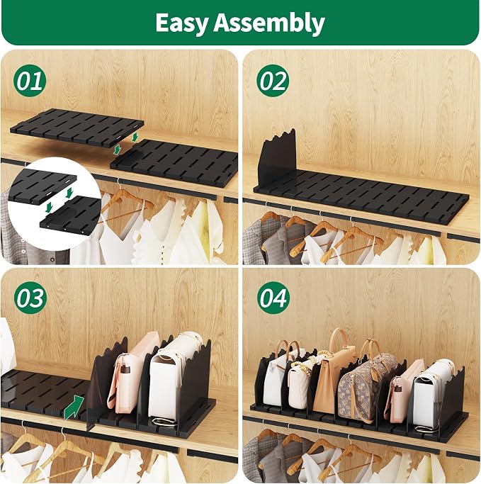 SPACEKEEPER Shelf Divider for Closet, Adjustable Purse Organizers Handbag - Image 7