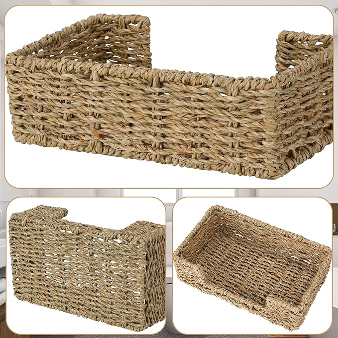 Graciadeco Bathroom Disposable Guest Towel Napkin Holder Long Seagrass Woven - Image 4