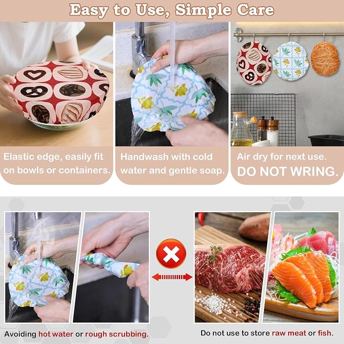 5-Size Reusable Beeswax Bowl Covers - Image 6