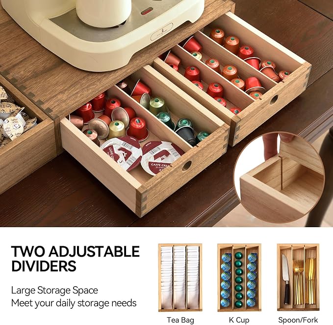 KIRIGEN Wooden Coffee Station Organizer 2-Piece Set - Image 4