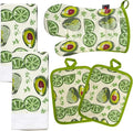 Oven Mitts and Potholders Dish Towles Set 100% Cotton by Firstall