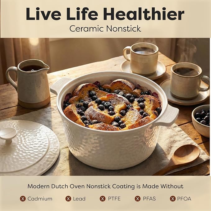 Gotham Steel Hammered 5 Qt Lightweight Dutch Oven Pot - Image 3