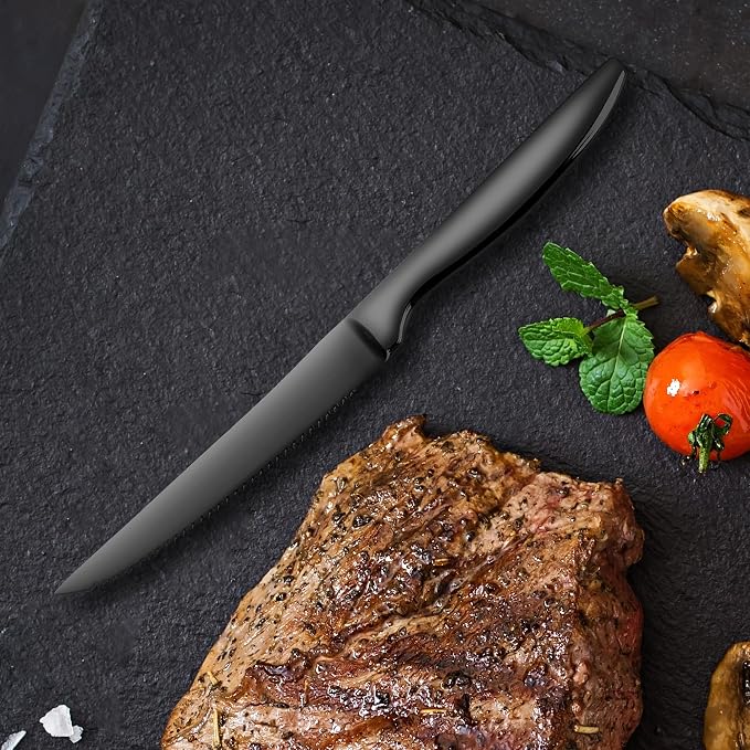 SuperCook Black Steak Knives Set of 8, Steak Knives Dishwasher Safe, Knife Set - Image 7