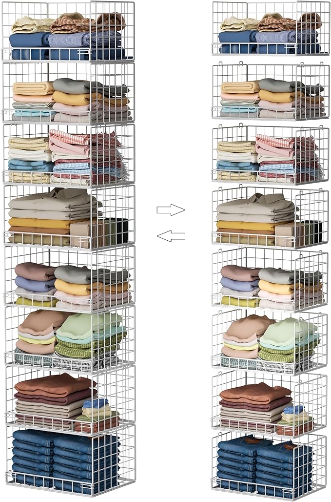 Yociyoga 8-Tier Stackable Closet Organizers and Storage Shelves, Foldable by FollowWithYociyogaTogether
