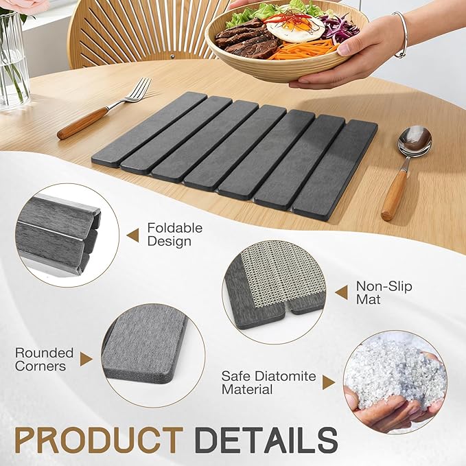 Stone Drying Mat, HQAUT Quick Dry Dish Drying Mat - Image 3