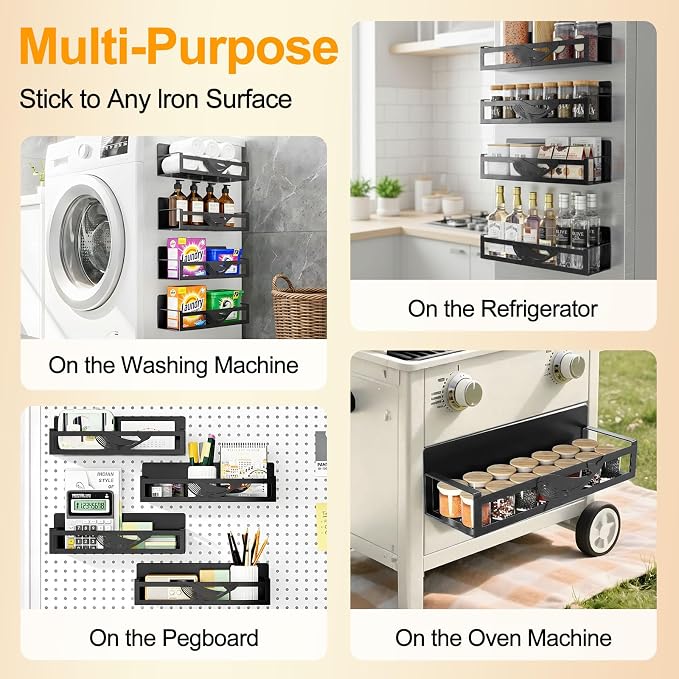 Magnetic Spice Rack for Refrigerator, Magnetic Shelf for Fridge Space Saving - Image 4