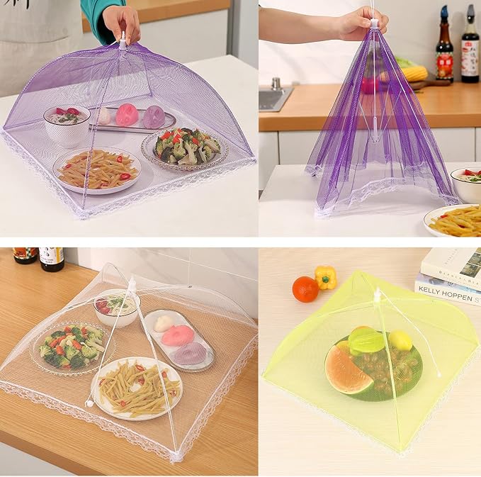 6 Pack Colored Mesh Food Cover Tents by Winknowl, Reusable and Collapsible - Image 6