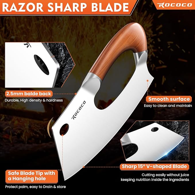 ROCOCO Meat Cleaver Knife Unique Effort Saving Kitchen Knife Professional - Image 5