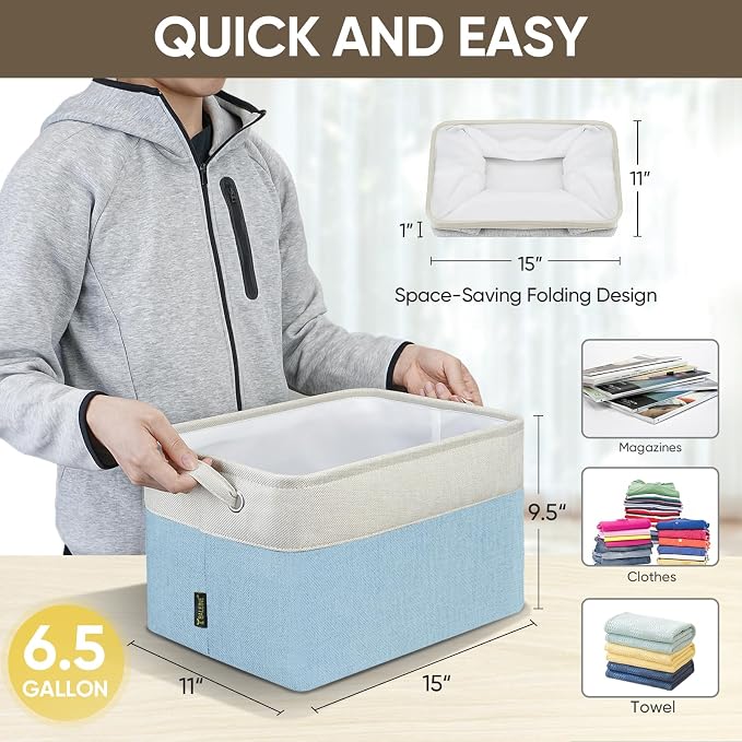 BALEINE 3 Pack Fabric Closet Storage Bins - Image 5