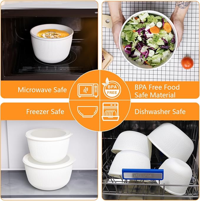 BoxedHome Mixing Bowls with Lids Set, 4 Packs BPA-Free Plastic Prep Bowls - Image 6